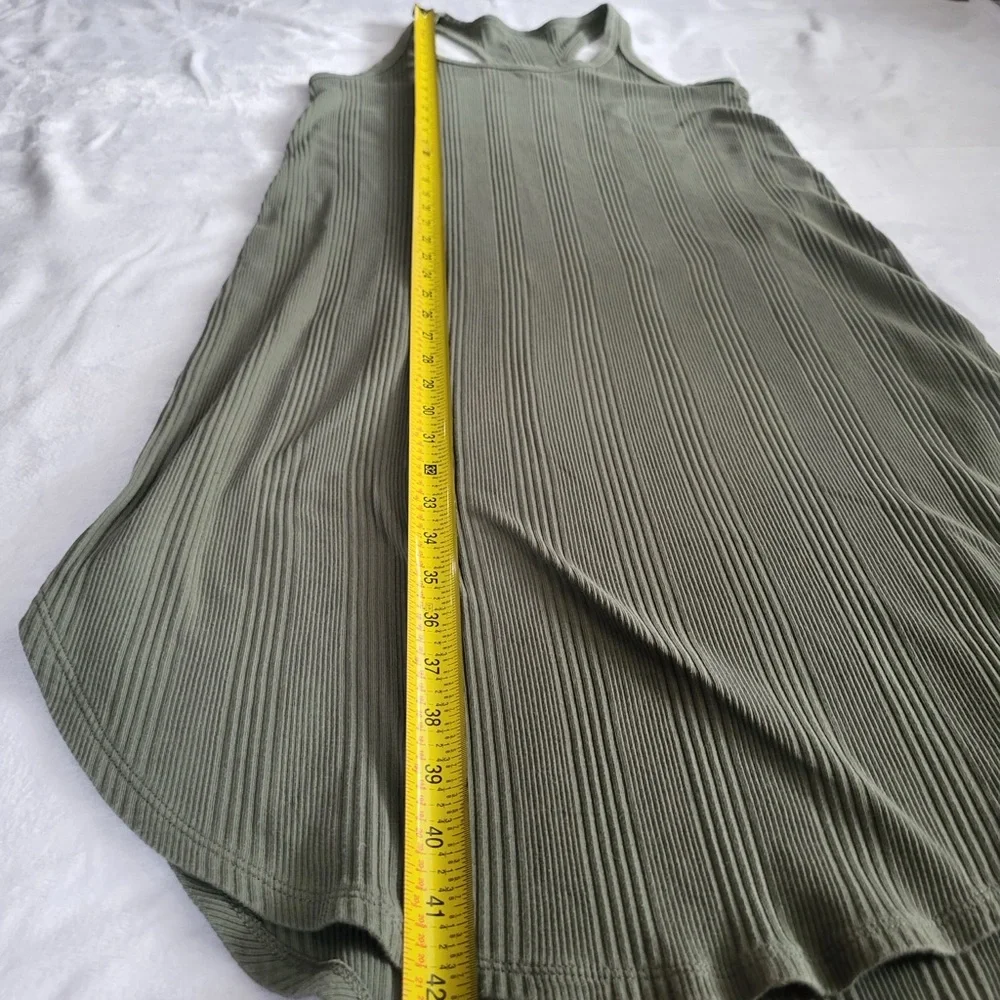 Aerie Women’s Racerback Tank Dress Olive Ribbed Knit‎ Sleeveless size Small - Picture 9 of 9